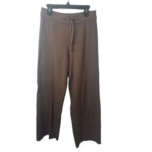 Unbranded Womens Cocoa Brown Ribbed Knit Wide Leg Drawstring Lounge Pants Size S